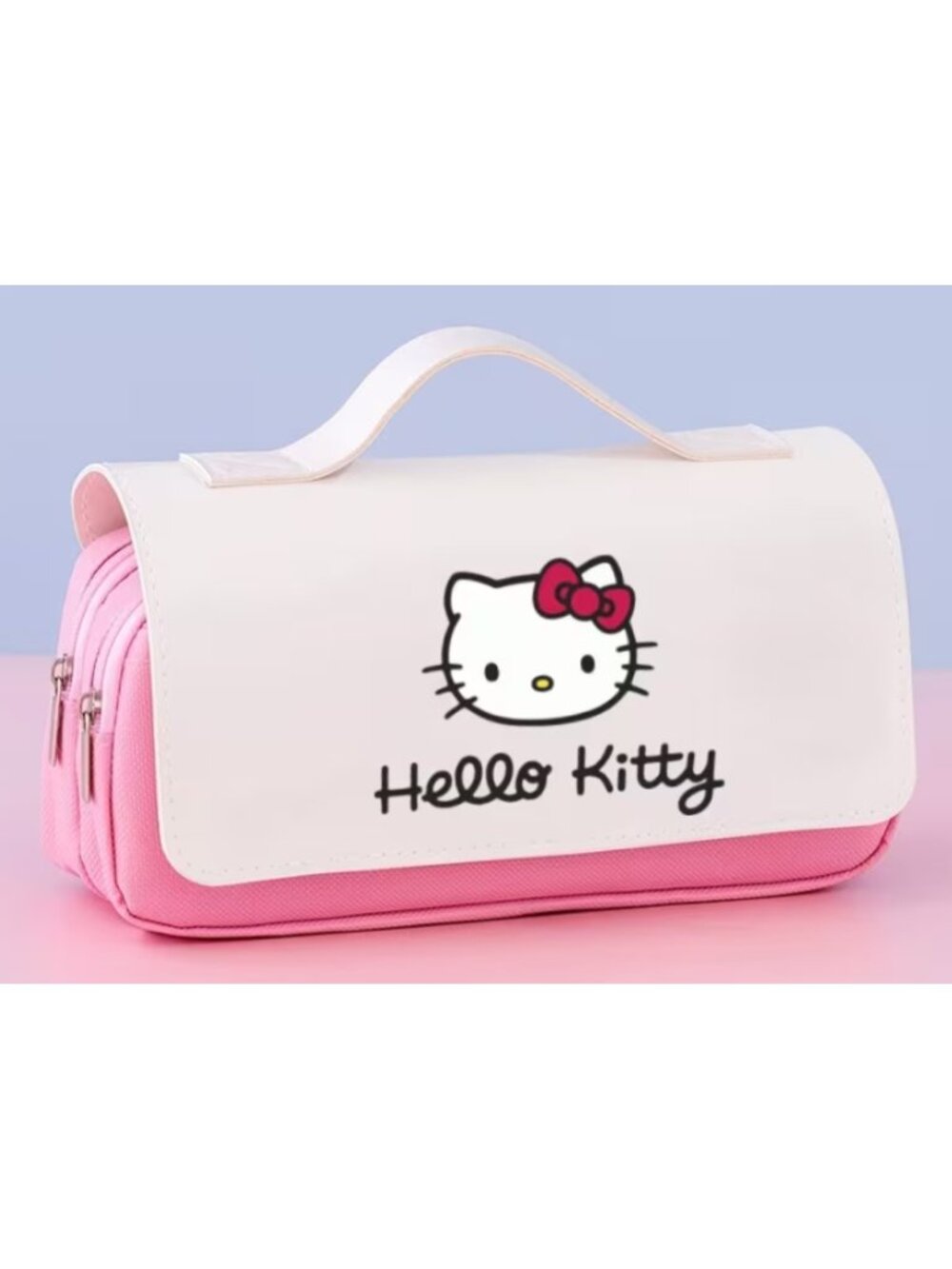 Hello Kitty Large Capacity Pencil Case – 3-Layer Zipper Organizer with Handle